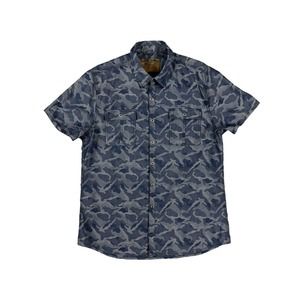 Seven Jeans Men Blue Button Up Short Sleeve Shirt‎ Sz L